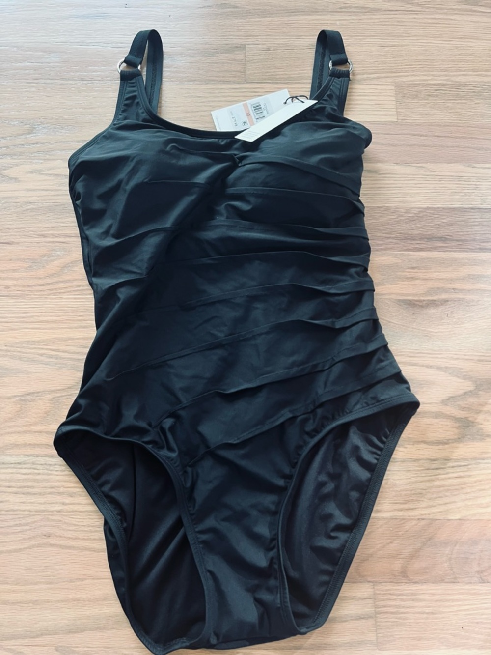 NWT Calvin Klein Classic Black Ruched One-Piece Swimsuit